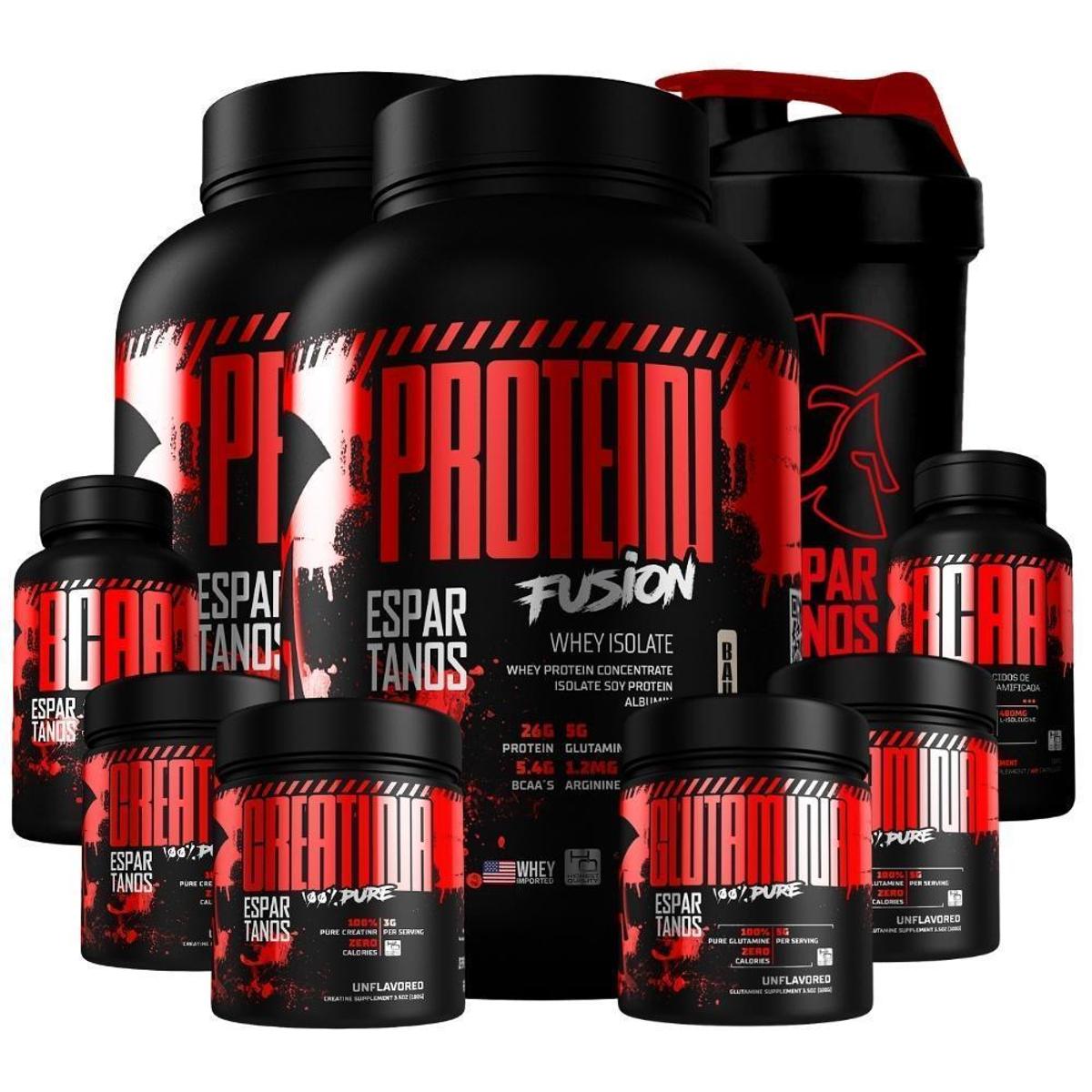 Kit 2x Whey Protein Fusion + 2x Bcaa + 2x Creatina + 2x Glutamina + Copo - Baunilha + Baunilha Menor preço em Kit 2x Whey Protein Fusion + 2x Bcaa + 2x Creatina + 2x Glutamina + Copo - Baunilha + Baunilha
