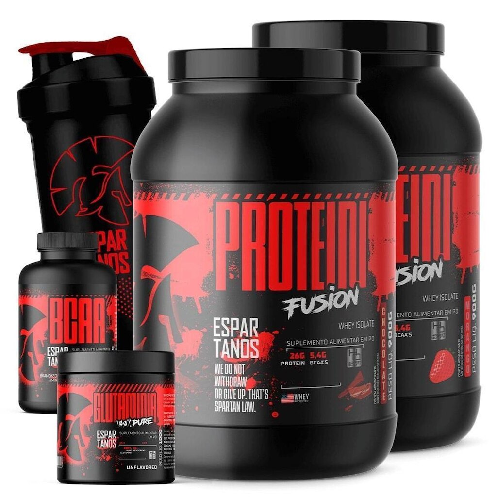 Kit 2x Whey Protein Fusion + Bcaa + Glutamina + Coqueteleira