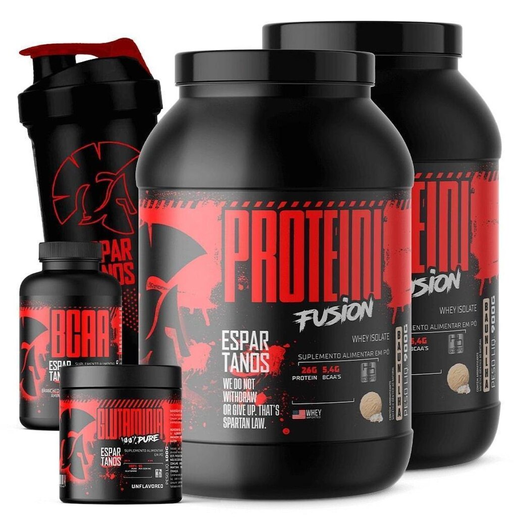 Kit 2x Whey Protein Fusion + Bcaa + Glutamina + Coqueteleira