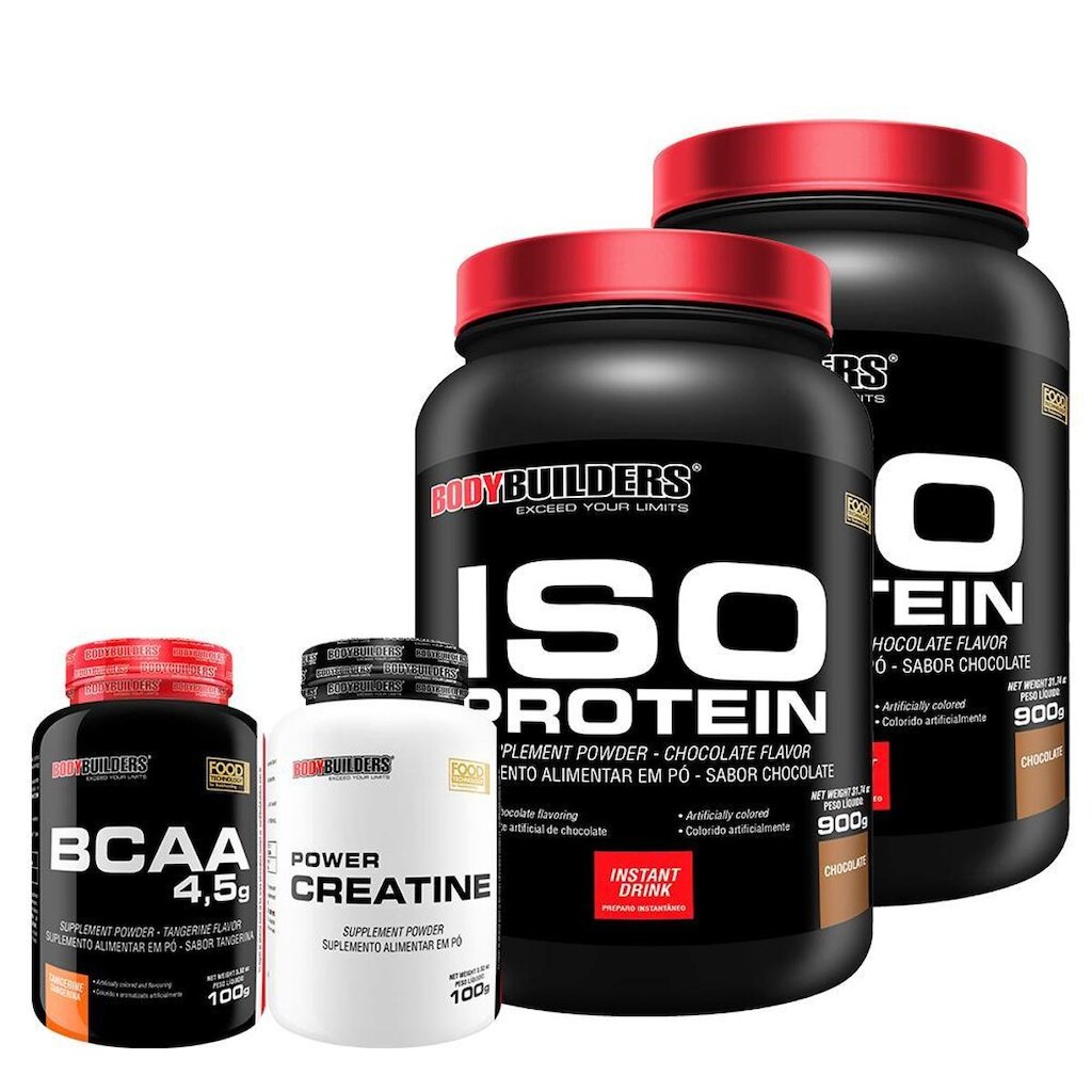 KIT 2x Whey Protein Iso Protein 900g + BCAA 100g + Creatina 100g - Bodybuilders