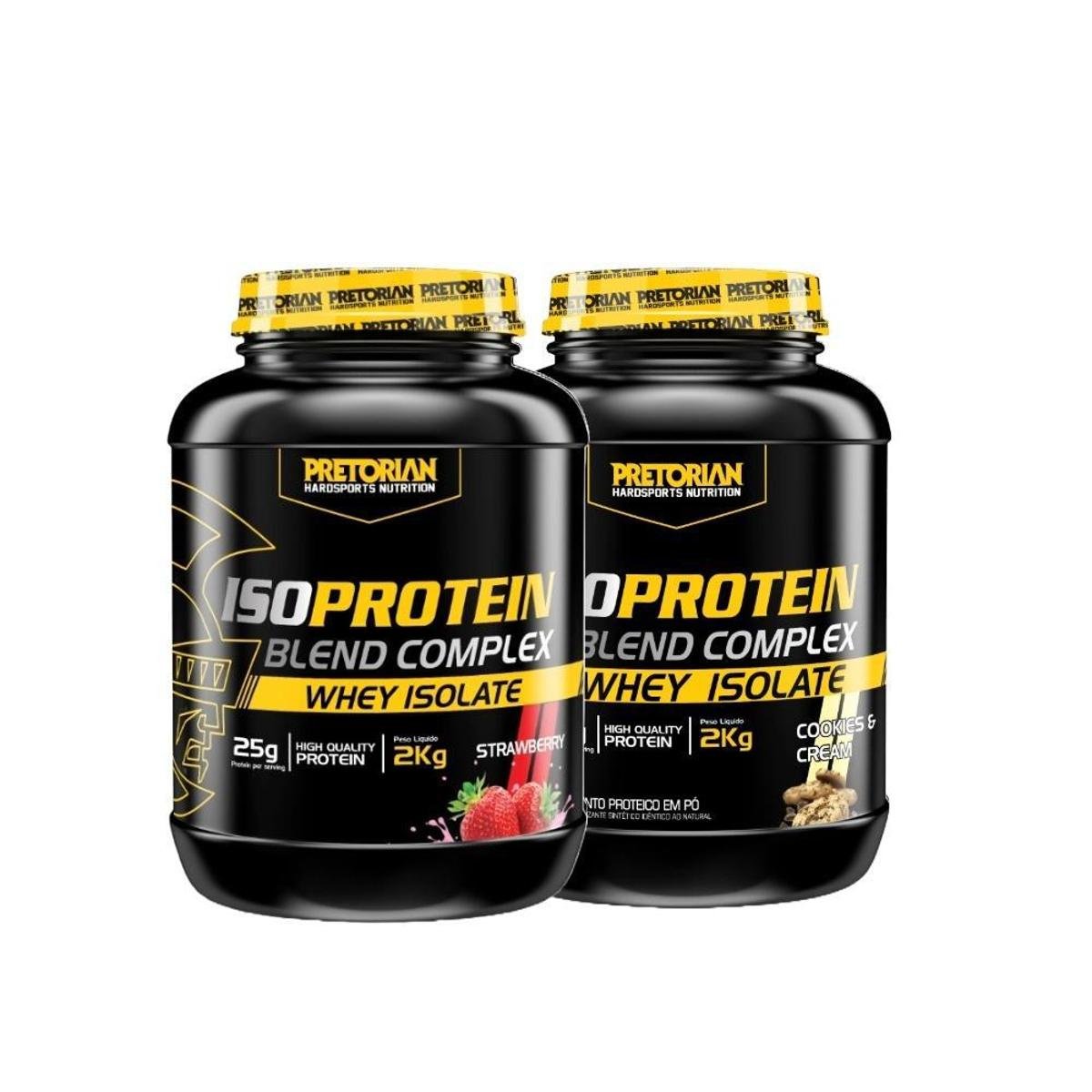 Kit 2x Whey Protein Isolado Iso Blend Complex 2Kg - Pretorian