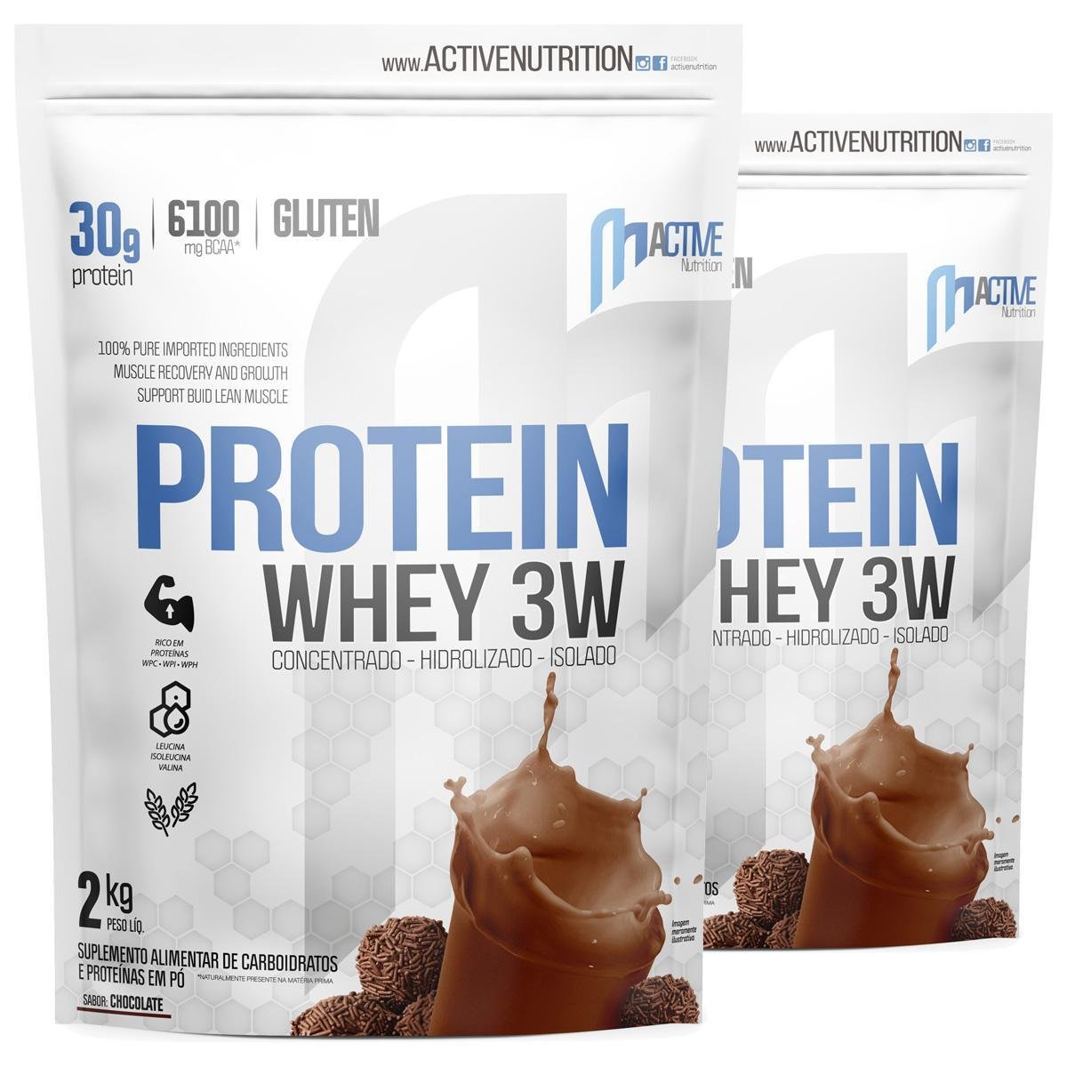 Whey Protein Hidrolisado Qual O Melhor Kit 2X Whey Protein Isolado Concentrado Hidrolisado 3W Active Nutrition 2Kg - Chocolate | Netshoes