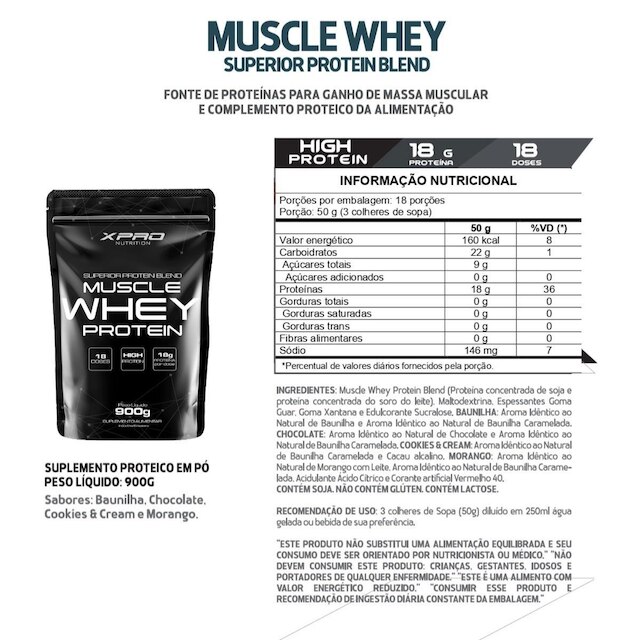 Kit 2x Whey Protein Muscle Whey 900g + 2x Creatina 100g - XPRO Nutrition