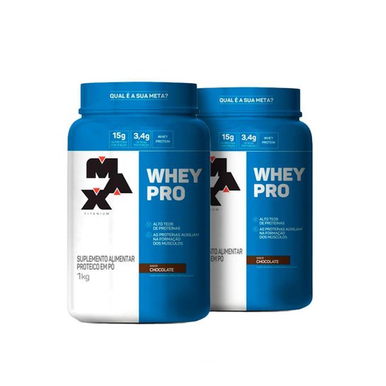 Kit 2x Whey Protein Pro Max Titanium Menor preço em Kit 2x Whey Protein Pro Max Titanium