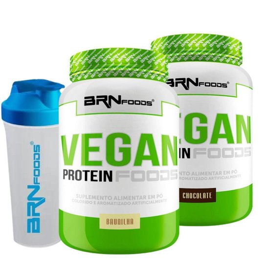 Kit 2X Whey Protein Vegan 500g + Coqueteleira - BRN FOODS Menor preço em Kit 2X Whey Protein Vegan 500g + Coqueteleira - BRN FOODS