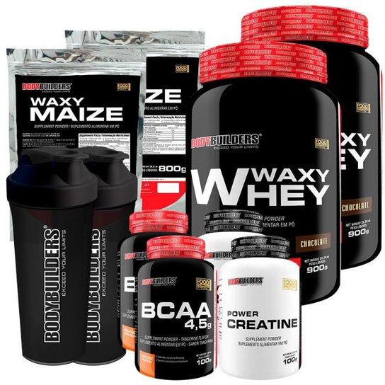 KIT 2x Whey Protein Waxy Whey 900g +2x BCAA 100g +2x Creatina 100g +2x Waxy Maize 800g +2x Coq-BB Menor preço em KIT 2x Whey Protein Waxy Whey 900g +2x BCAA 100g +2x Creatina 100g +2x Waxy Maize 800g +2x Coq-BB