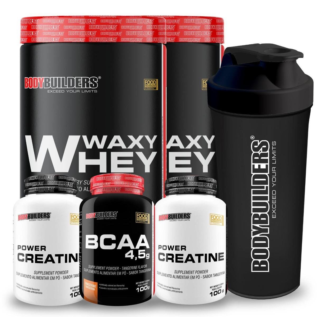 Kit 2x Whey Protein Waxy Whey 900g + BCAA 100g + 2x Creatina 100g + Coq - Bodybuilders Menor preço em Kit 2x Whey Protein Waxy Whey 900g + BCAA 100g + 2x Creatina 100g + Coq - Bodybuilders