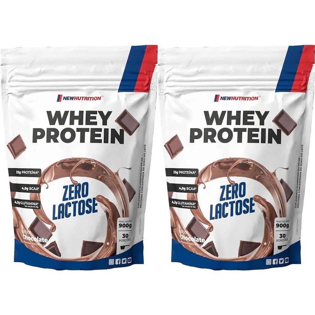 Kit 2X Whey Protein Zero Lactose - 900g Refil Chocolate - NewNutrition