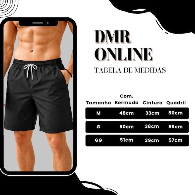 Kit 3 Bermuda Masculina Tactel Casual Leve Cós Elástico