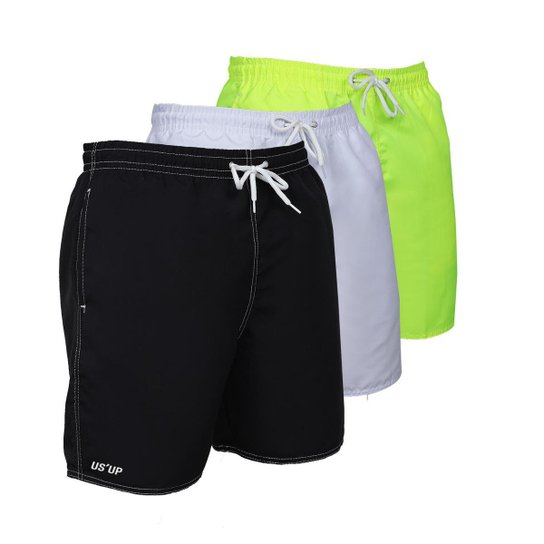Kit 3 Bermuda Short Masculino Moda Praia Verão de Sair Leve - Preto+verde Menor preço em Kit 3 Bermuda Short Masculino Moda Praia Verão de Sair Leve - Preto+verde