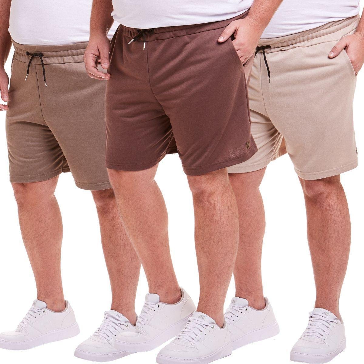 KIT 3 Bermuda Short Moletinho Plus Size Masculino Menor preço em KIT 3 Bermuda Short Moletinho Plus Size Masculino