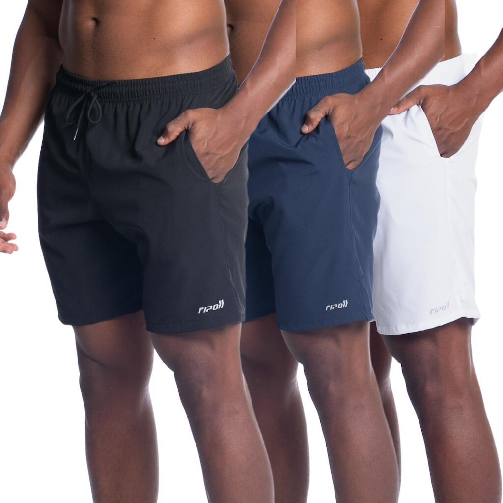 Kit 3 Bermuda Shorts Masculino Tactel Elastano Treino Praia