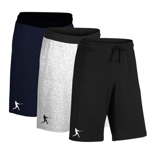 Kit 3 Bermudas Casual Masculina Conforto Com Detalhe - Preto Menor preço em Kit 3 Bermudas Casual Masculina Conforto Com Detalhe - Preto