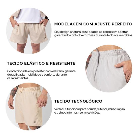 Kit 3 Bermudas Elastic Masculina Logo