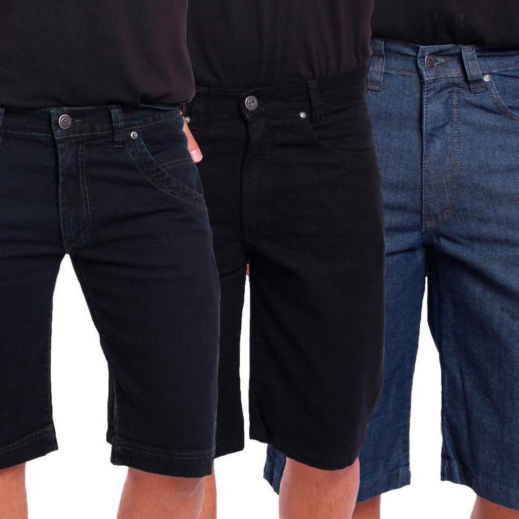 Kit 3 Bermudas Jeans R7Jeans Masculina Modelo Tradicional