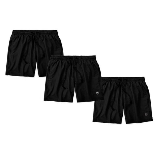 Kit 3 Bermudas Life Lisa Short Liso Masculino Básico Mauricinho Tactel - Preto Menor preço em Kit 3 Bermudas Life Lisa Short Liso Masculino Básico Mauricinho Tactel - Preto