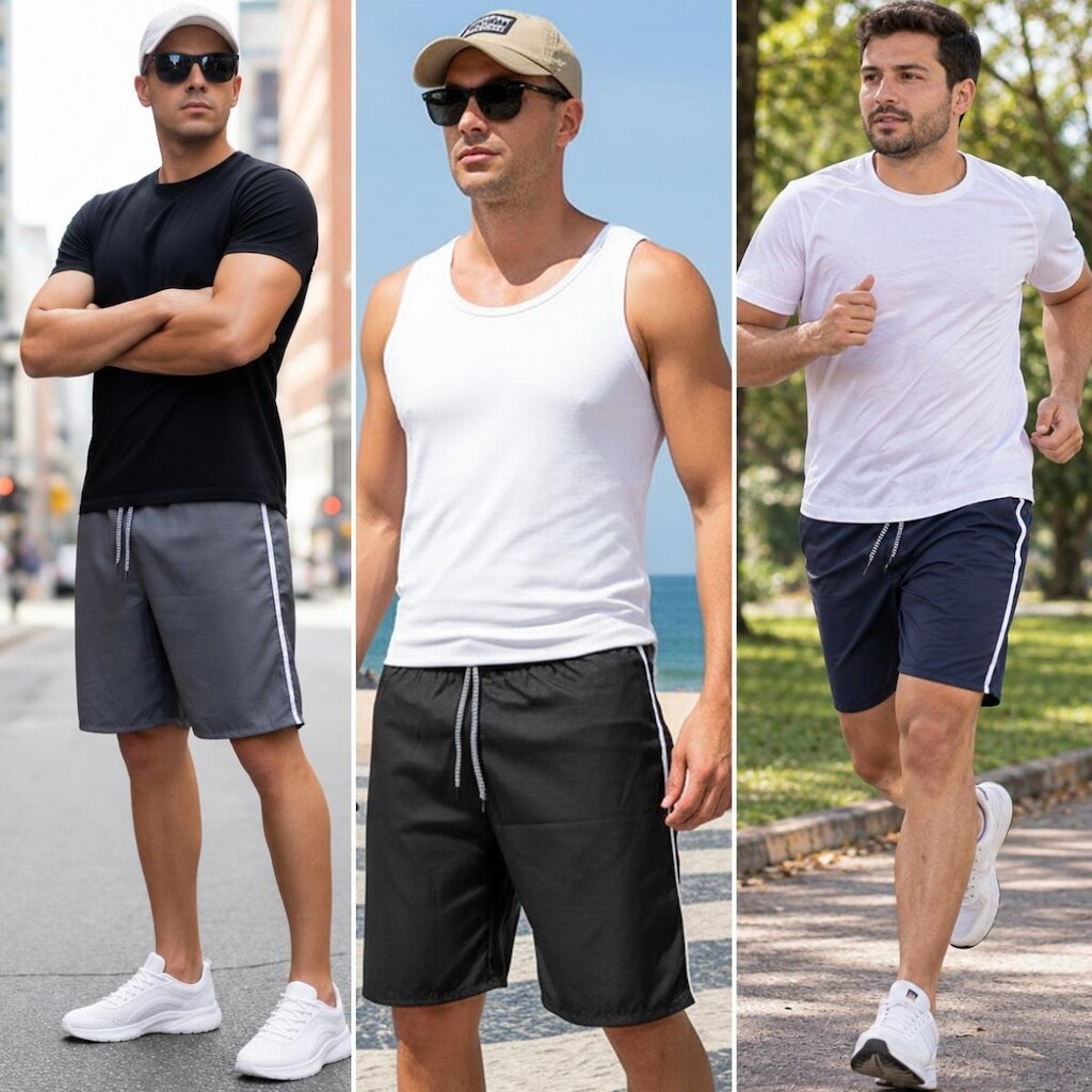 Kit 3 Bermudas Masculina Básica Short Tactel Liso Academia Treino Popular
