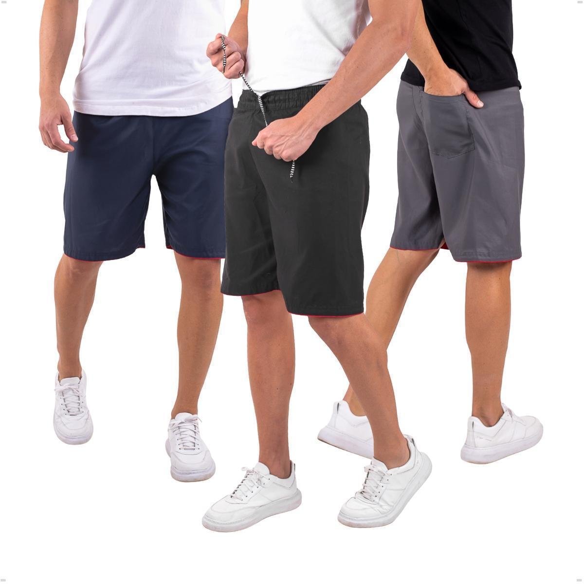 Kit 3 Bermudas Masculina Tactel Liso Academia Treino com Bolso Traseiro - PRETO+MARINHO+CINZA - P é ruim? Kit 3 Bermudas Masculina Tactel Liso Academia Treino com Bolso Traseiro - PRETO+MARINHO+CINZA - P é boa?
