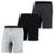 Kit 3 Bermudas Masculinas Moletom Básica Dia a Dia Lisa Leve - Cinza+Preto