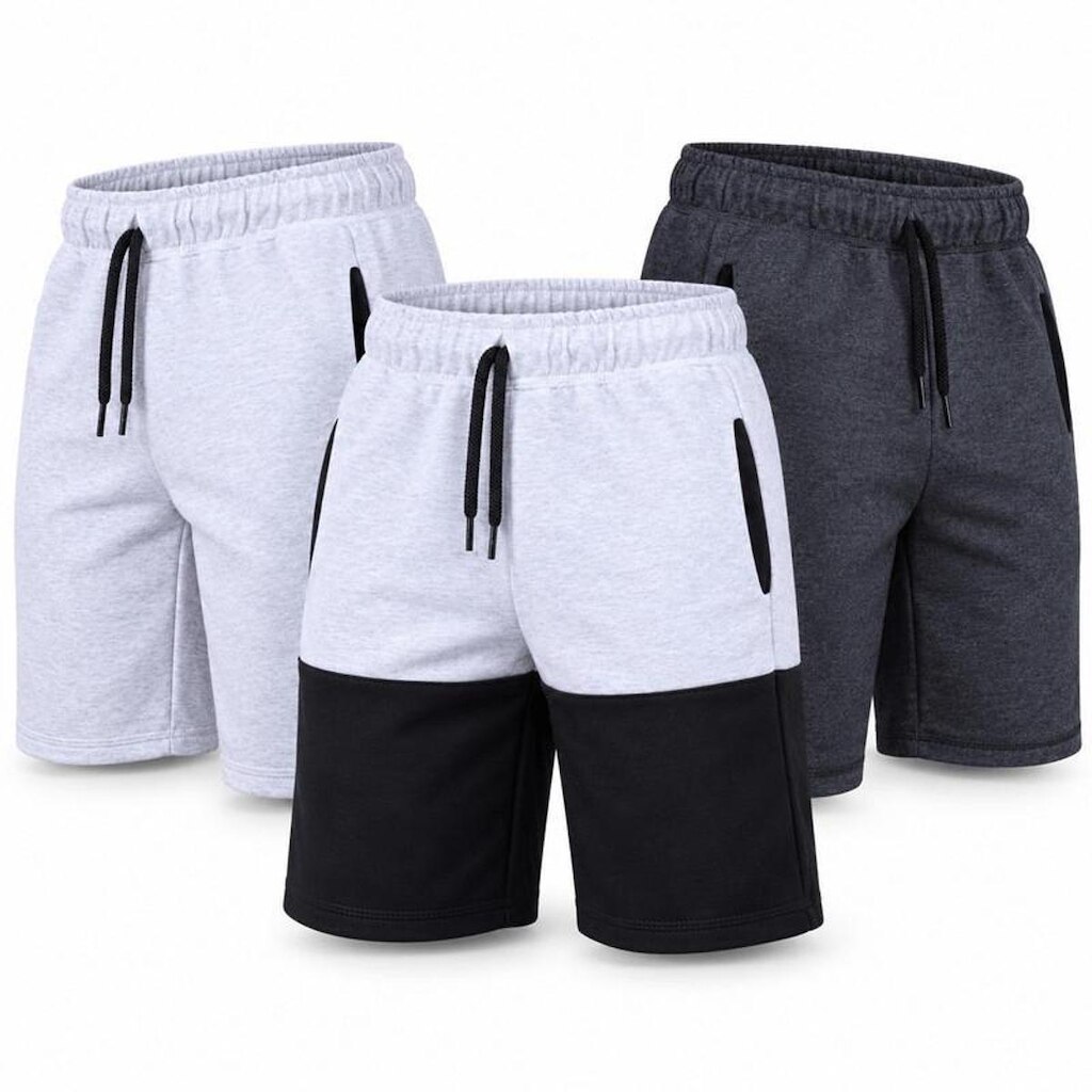 Kit 3 Bermudas Moletom e Moletinho MXD Conceito Cores Diversas Opções Básica FullPrint Sport Fit