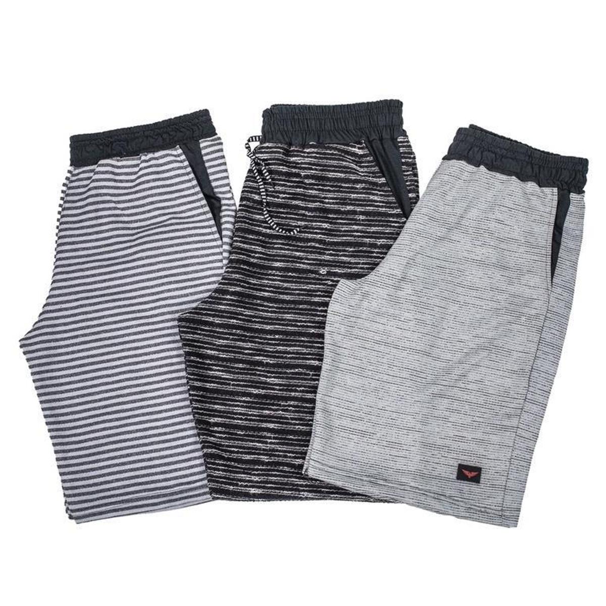 Kit 3 Bermudas Moletom Masculina Menor preço em Kit 3 Bermudas Moletom Masculina