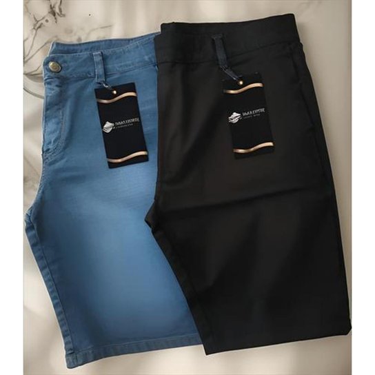 Kit 3 Bermudas Short Jeans Masculina Lisa Lycra Elastano