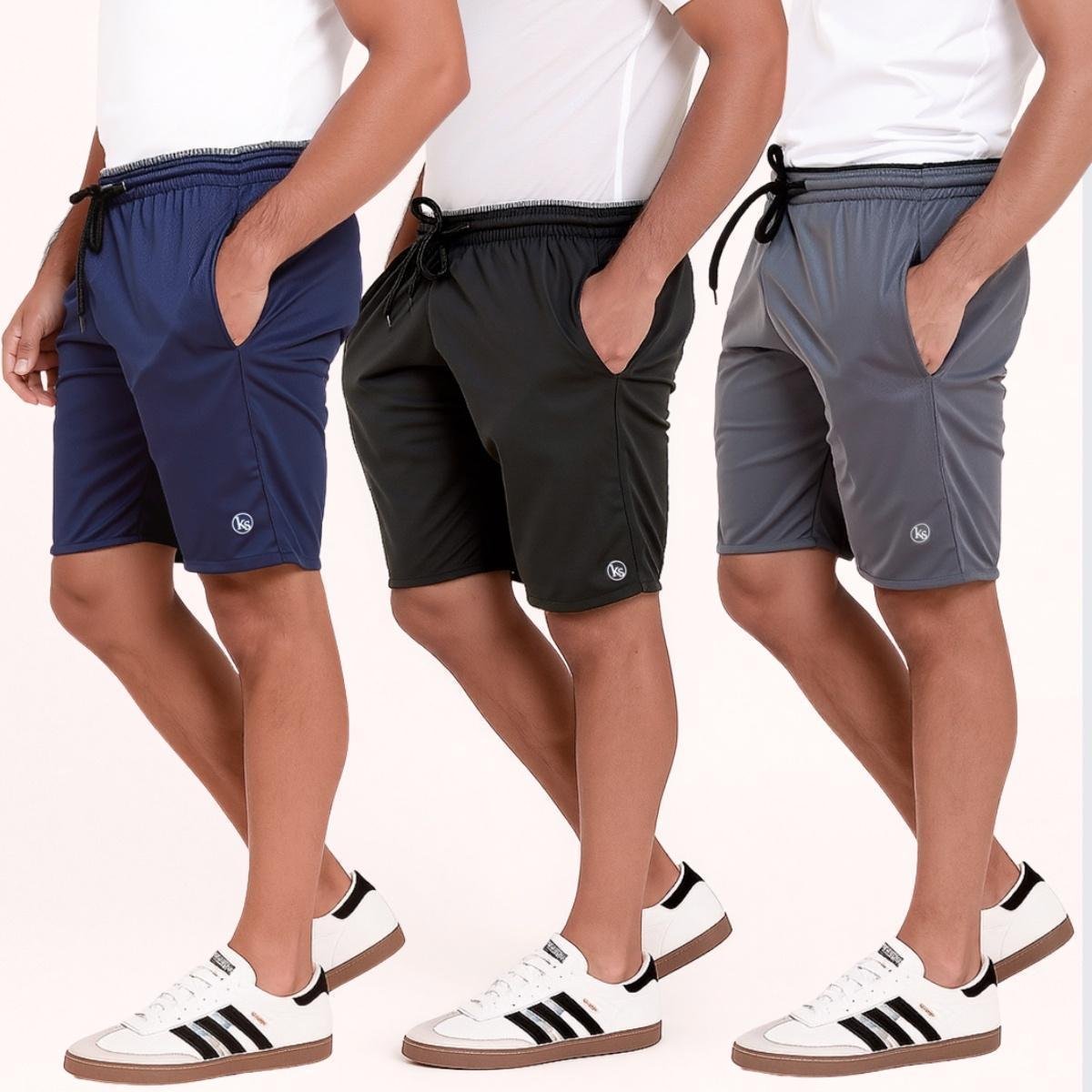 KIT 3 Bermudas Treino Masculina Short Dri Academia Corrida Menor preço em KIT 3 Bermudas Treino Masculina Short Dri Academia Corrida