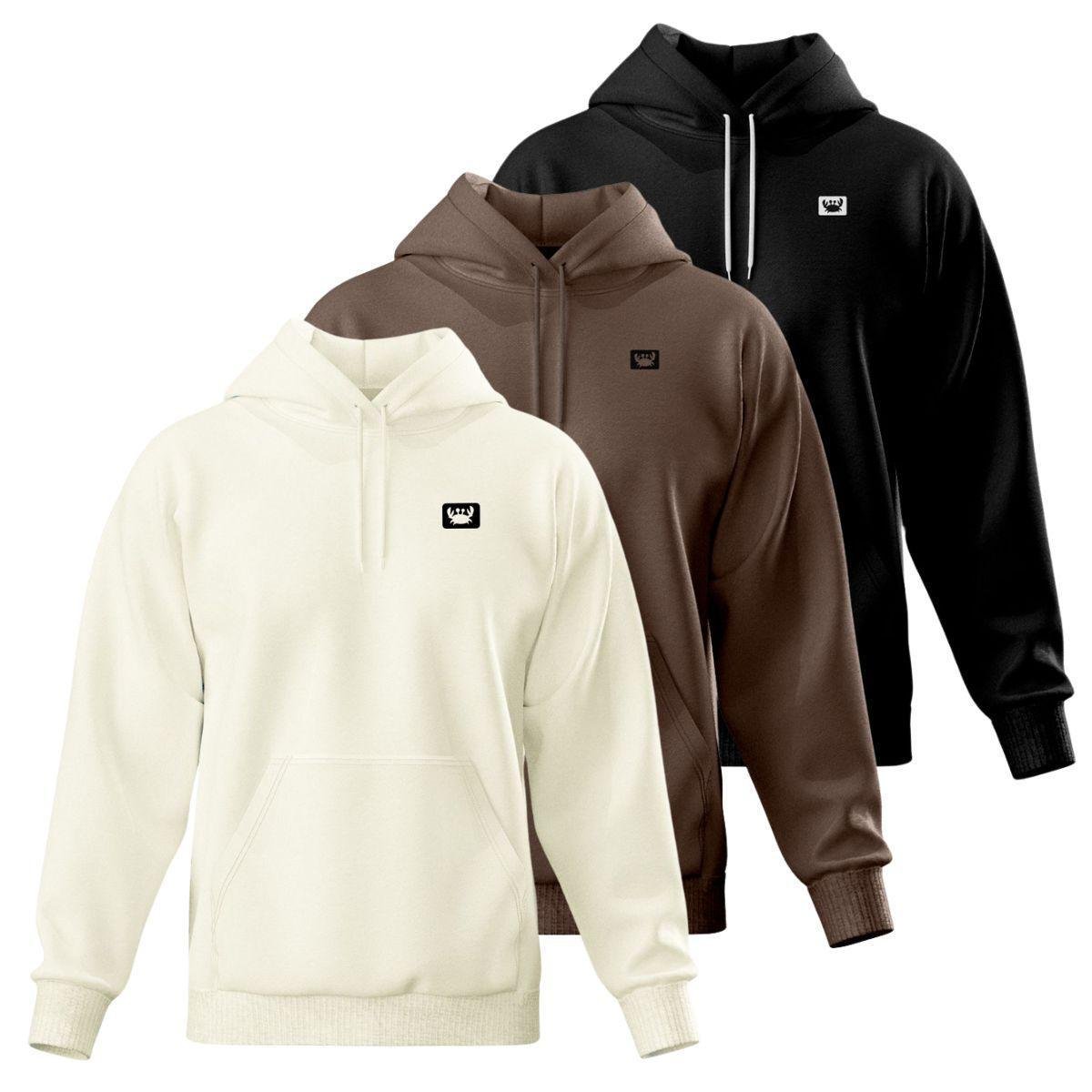 Kit 3 Blusa de Moletom Canguru com Capuz Confortável Estilo Casual Siri