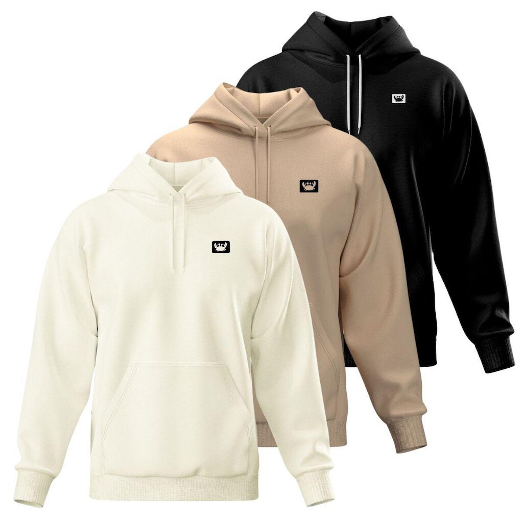 Kit 3 Blusa de Moletom Canguru com Capuz Confortável Estilo Casual Siri