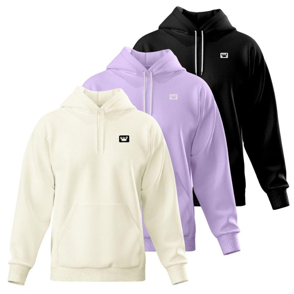 Kit 3 Blusa de Moletom Canguru com Capuz Confortável Estilo Casual Siri