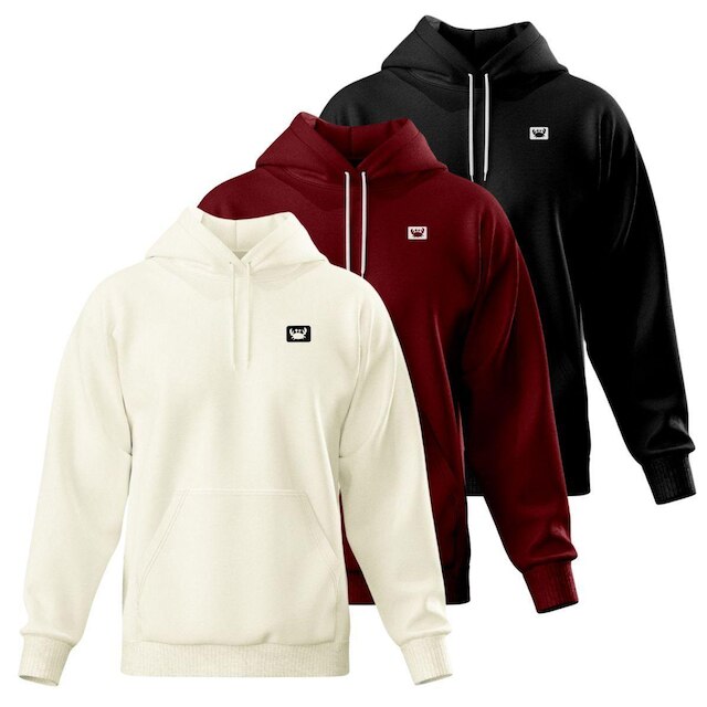Kit 3 Blusa de Moletom Canguru com Capuz Confortável Estilo Casual Siri