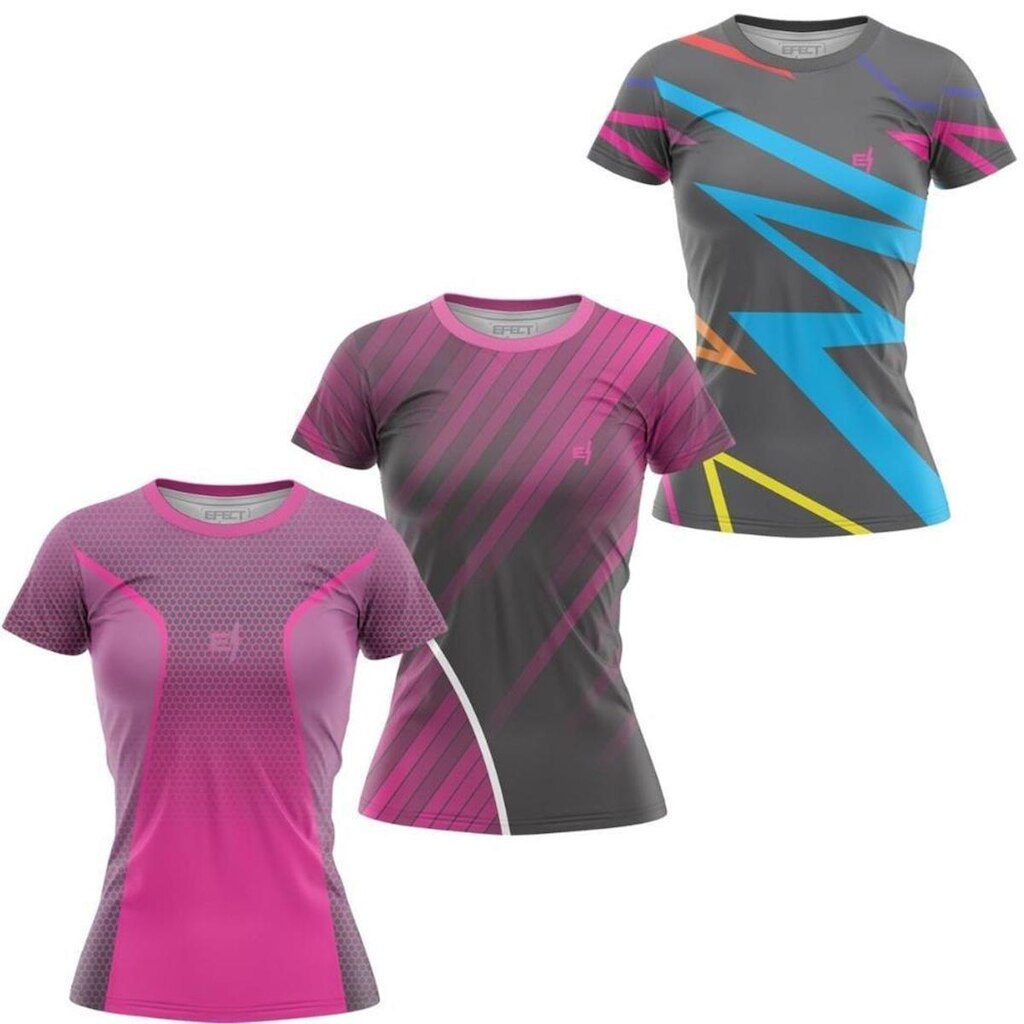 Kit 3 Blusa Feminina Proteção UV Treino Academia Leve