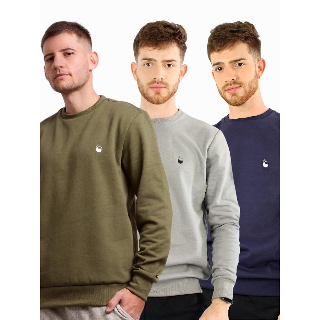 Kit 3 Blusa Masculina Moletom Fechado Sem Capuz