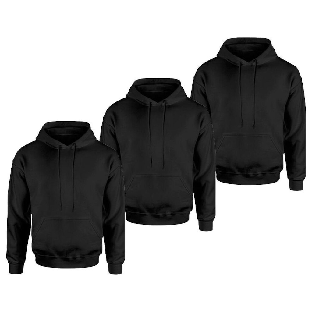 Kit 3 Blusa Moletom Masculina Liso Algodão Com Capuz Bolso Blusas