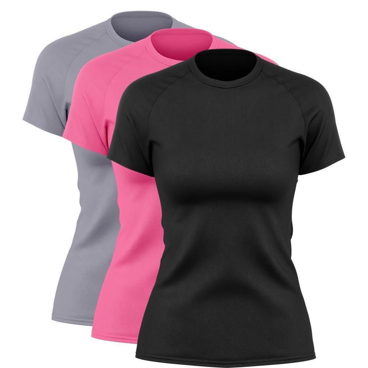 Kit 3 Blusas Feminina Dry Academia Camiseta Camisa Esporte Menor preço em Kit 3 Blusas Feminina Dry Academia Camiseta Camisa Esporte
