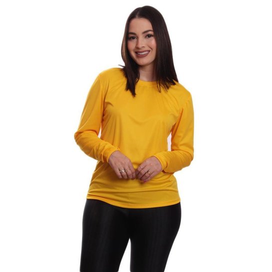 Kit 3 Blusas Feminina Dry Academia Camiseta Segunda Pele Manga Longa Proteção Solar UV