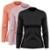 Kit 3 Blusas Feminina Dry Academia Camiseta Segunda Pele Manga Longa Proteção Solar UV - Rosa+Laranja