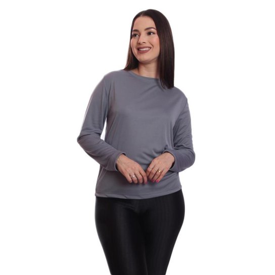 Kit 3 Blusas Feminina Dry Academia Camiseta Segunda Pele Manga Longa Proteção Solar UV