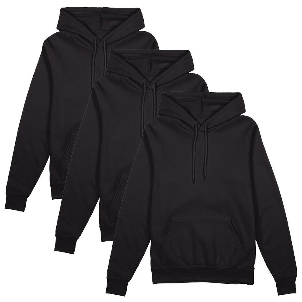 Kit 3 Blusas Moletom Masculina Liso Algodão Com Capuz Bolso