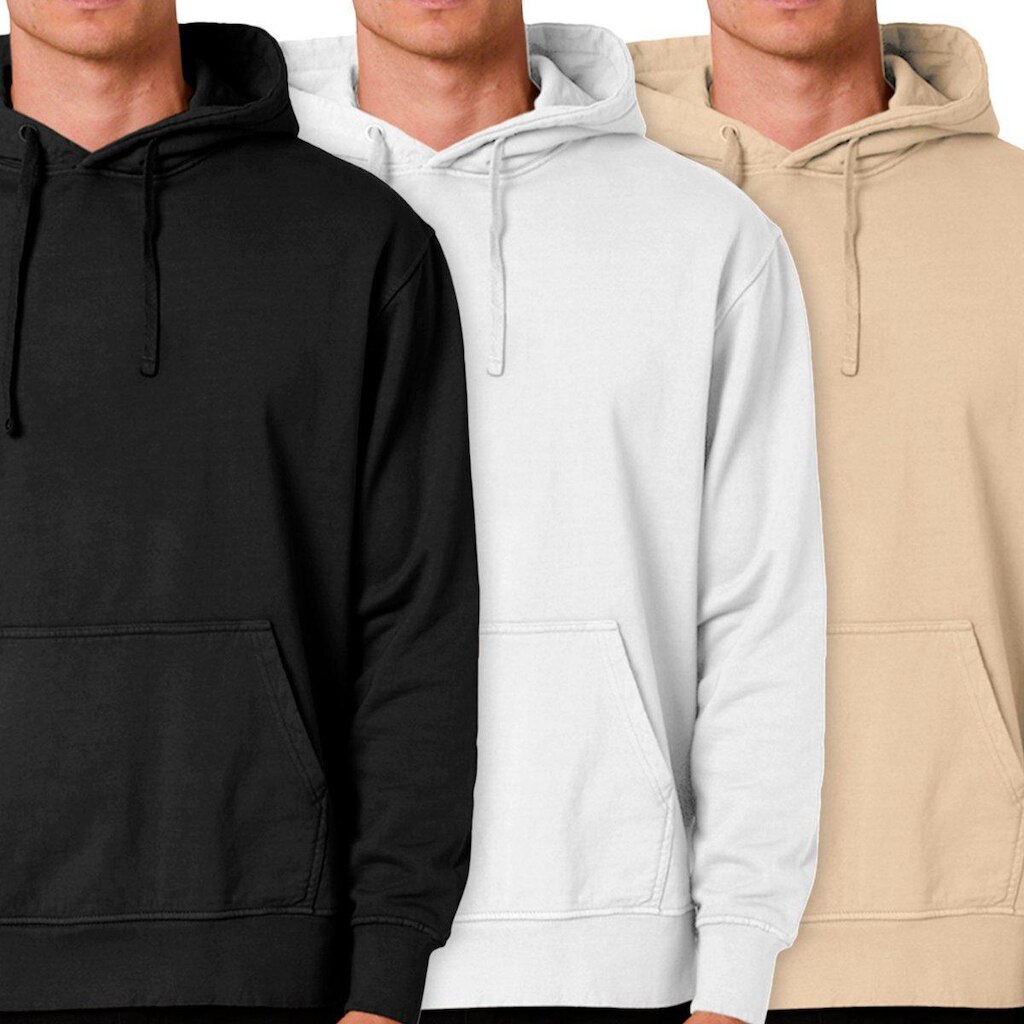 Kit 3 Blusas Moletom Masculino Canguru Com Capuz  Liso Sem Estampa Liso