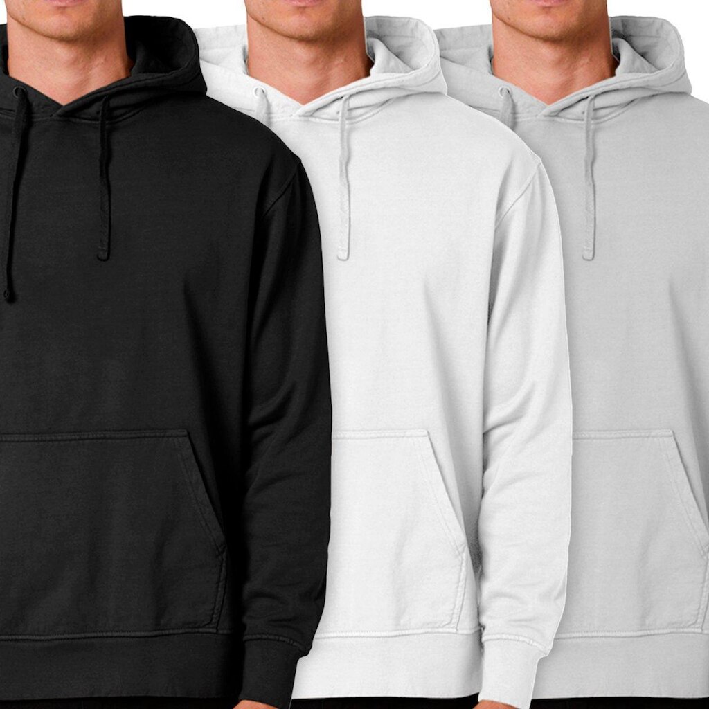 Kit 3 Blusas Moletom Masculino Canguru Com Capuz  Liso Sem Estampa Liso