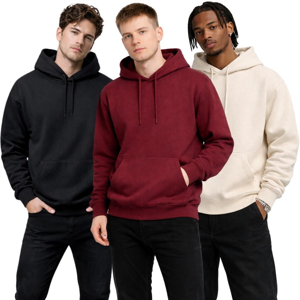 Kit 3 Blusas Moletom Masculino Com Capuz Bolso Canguru Casual Inverno Confortável