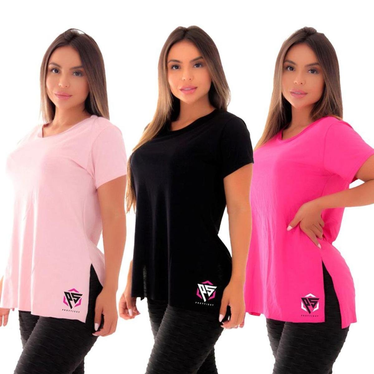 Kit 3 Blusas PS Feminina Comprida Fitness Tapa Bumbum Academia Menor preço em Kit 3 Blusas PS Feminina Comprida Fitness Tapa Bumbum Academia