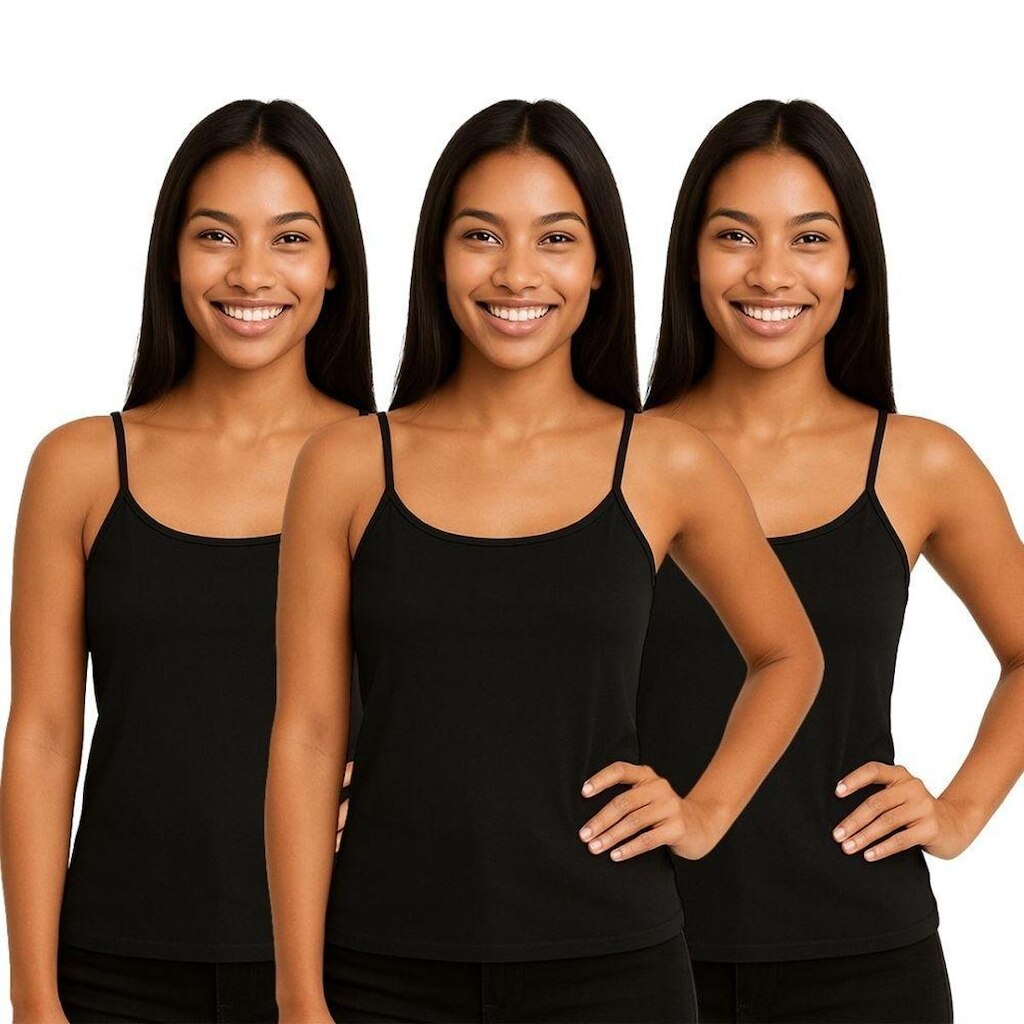 Kit 3 Blusas Regata Feminina de Alcinha Lisa