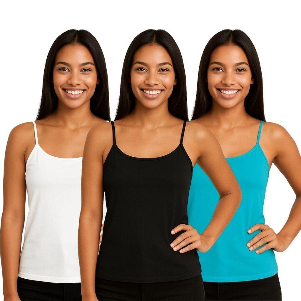 Kit 3 Blusas Regata Feminina de Alcinha Lisa