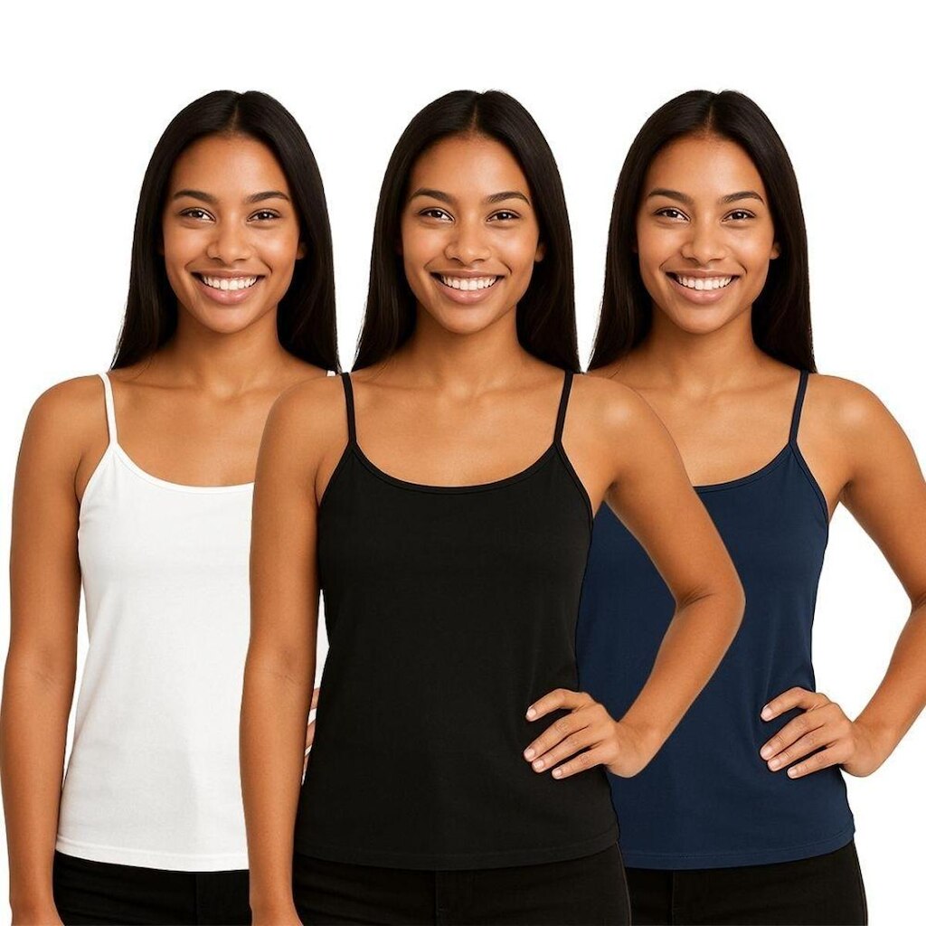Kit 3 Blusas Regata Feminina de Alcinha Lisa