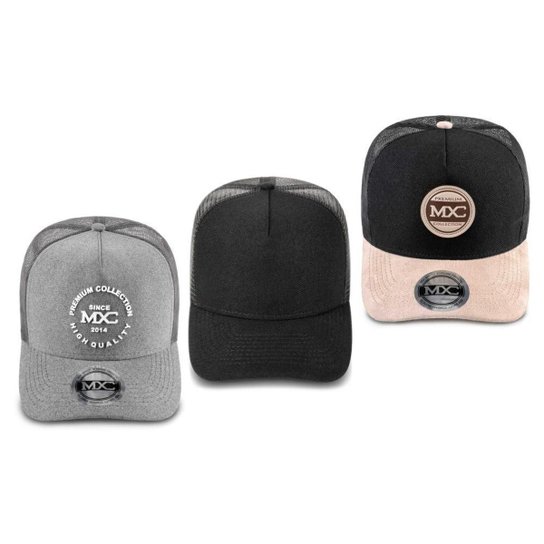 Kit 3 Bonés Aba Curva Snapback Ajustável Telinha Redinha Tela Trucker Truck Premium Masculina - Preto+Cinza Menor preço em Kit 3 Bonés Aba Curva Snapback Ajustável Telinha Redinha Tela Trucker Truck Premium Masculina - Preto+Cinza