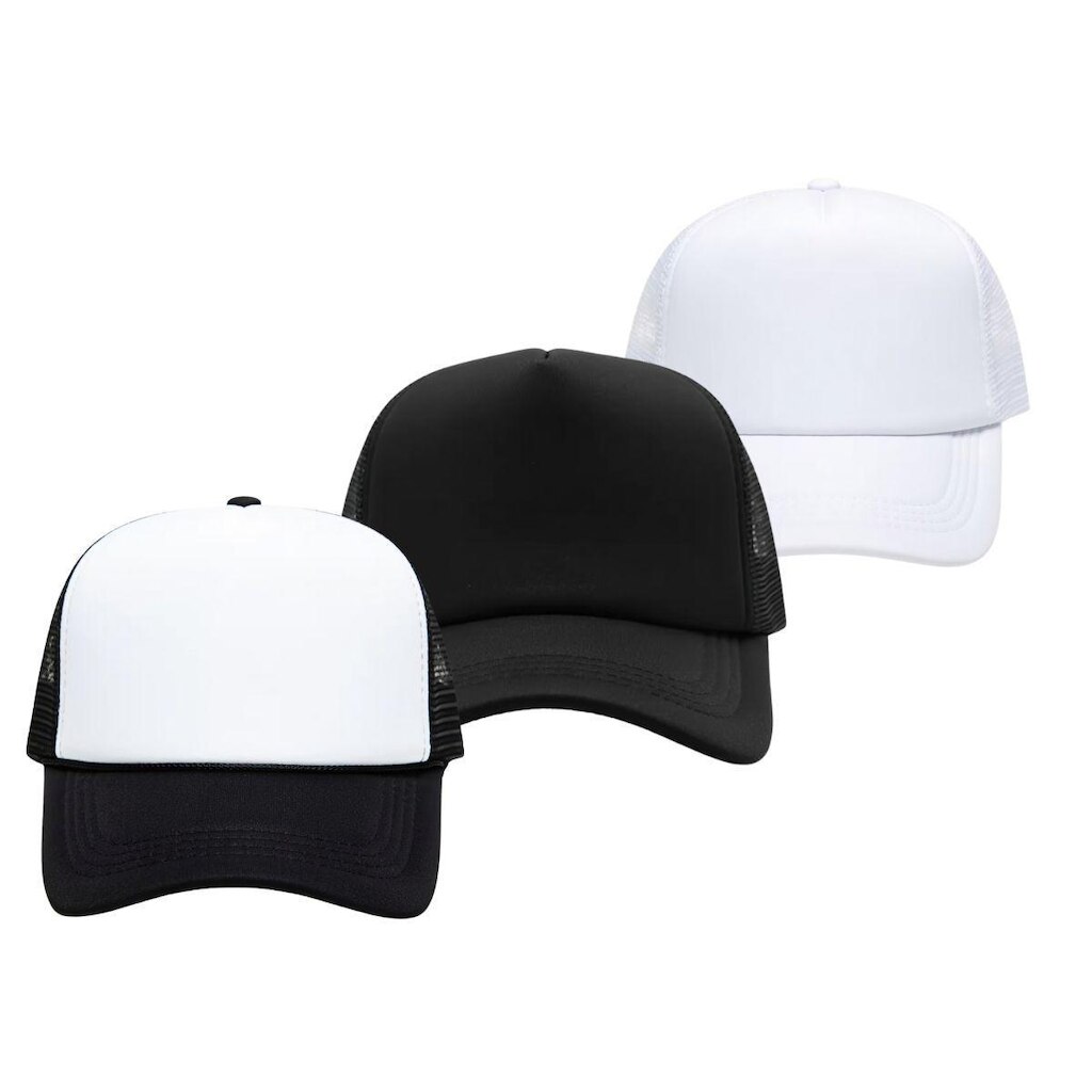 Kit 3 Bonés Trucker Aba Curva Tela Ajustável Snapback