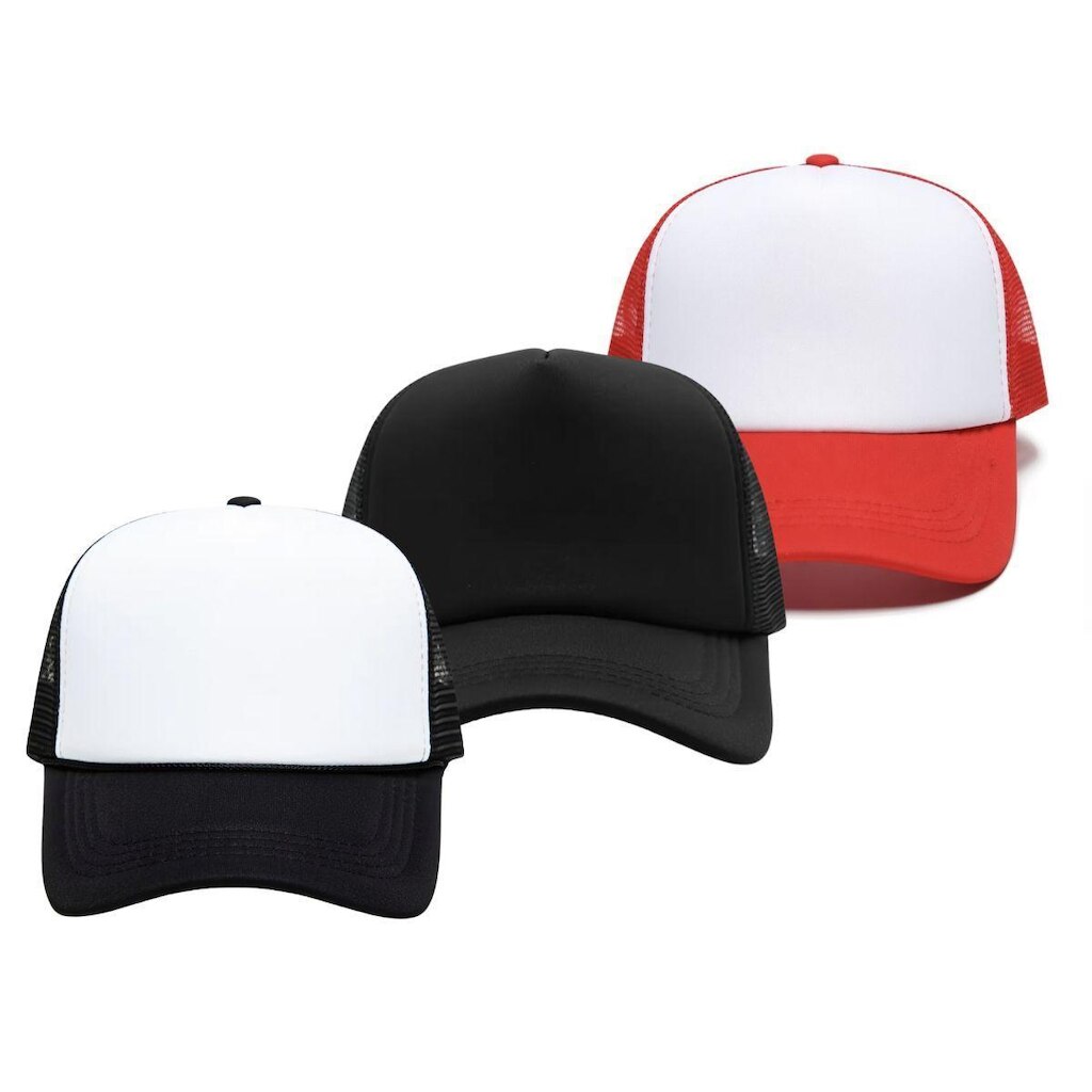 Kit 3 Bonés Trucker Aba Curva Tela Ajustável Snapback