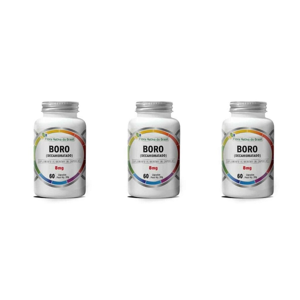 Kit 3 Boro Decahidratado 8mg 3x60 Caps Flora Nativa